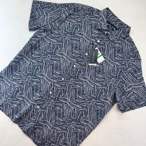 Perry Ellis Men's Linen Blend Short‎ Sleeve Button Down Shirt - Large NWT $85